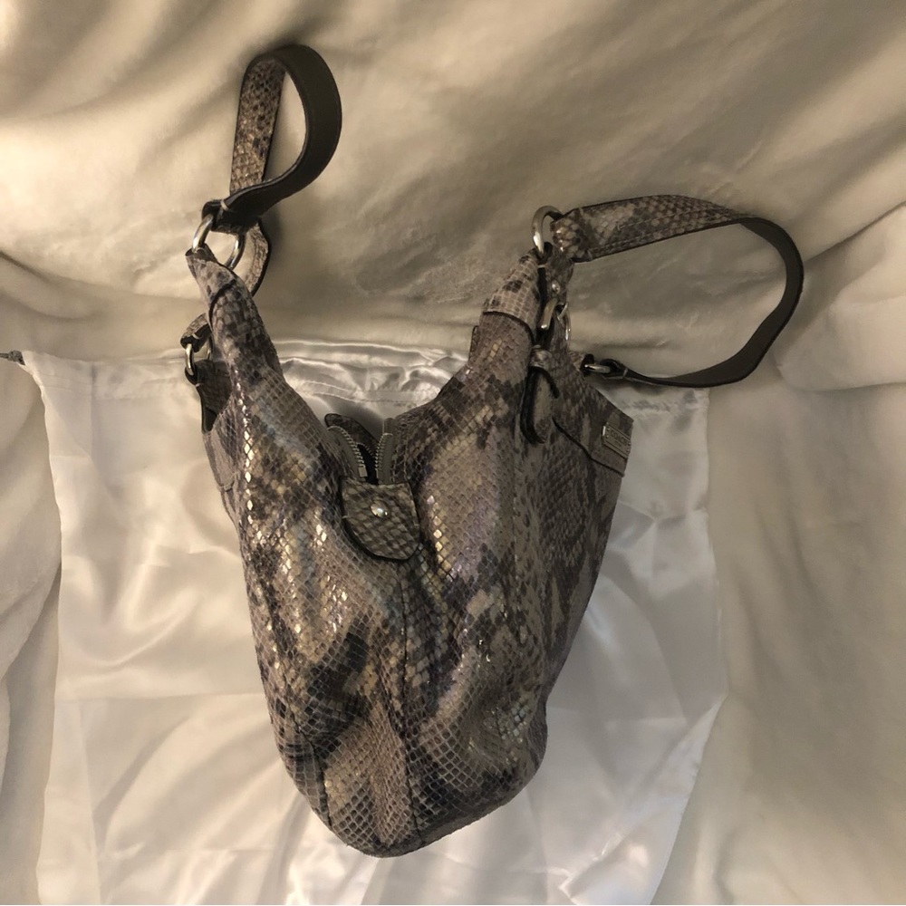 Coach Python Embossed Leather Exotic Hobo Bag F19… - image 4